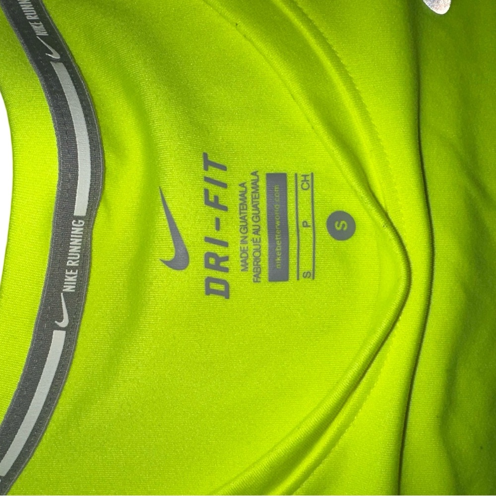 Nike Dri-Fit Small Neon Yellow Running Workout Training Gym Athletic Shirt - Picture 4 of 7